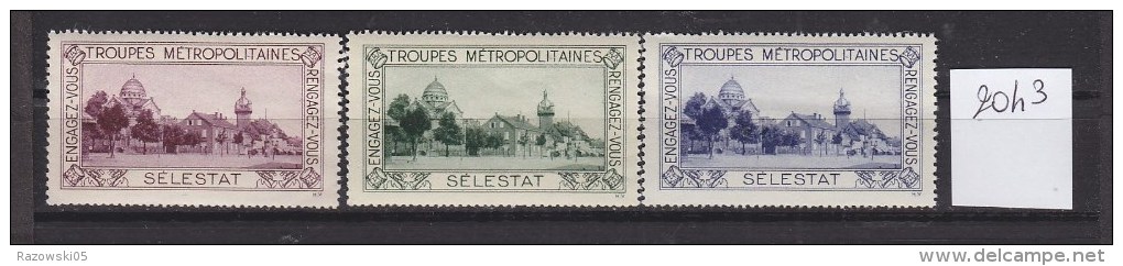 FRANCE. TIMBRE. VIGNETTE. MILITAIRE............SELESTAT.........TROUPES METROPOLITAINES. COLONIALES. - Militärmarken