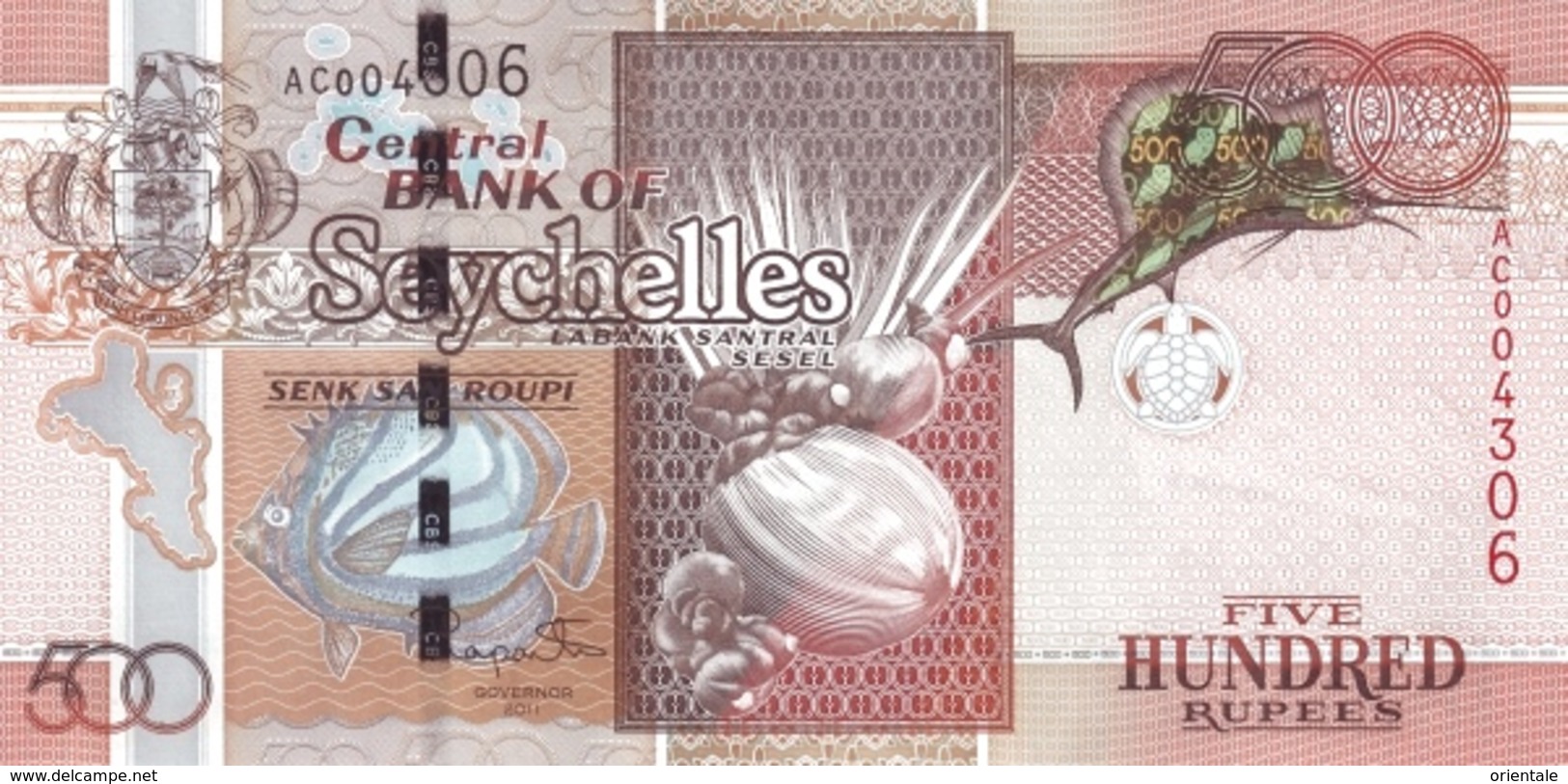 SEYCHELLES P. 45 500 R 2011 UNC - Seychelles