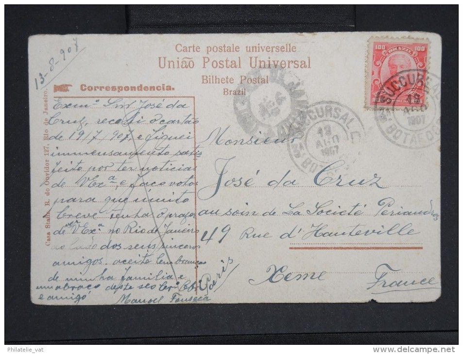 BRESIL- CP OBLITERATION SUCCURSALE BOTAF 3A  EN 1907 POUR LA FRANCE  A VOIR  POUR ETUDE LOT P2440 - Storia Postale