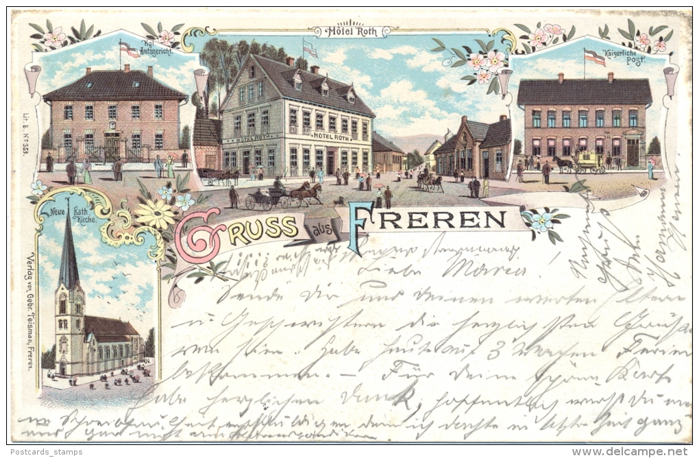 Freren / Emsland, Farb-Litho Mit Hotel Roth, 1898 - Lingen