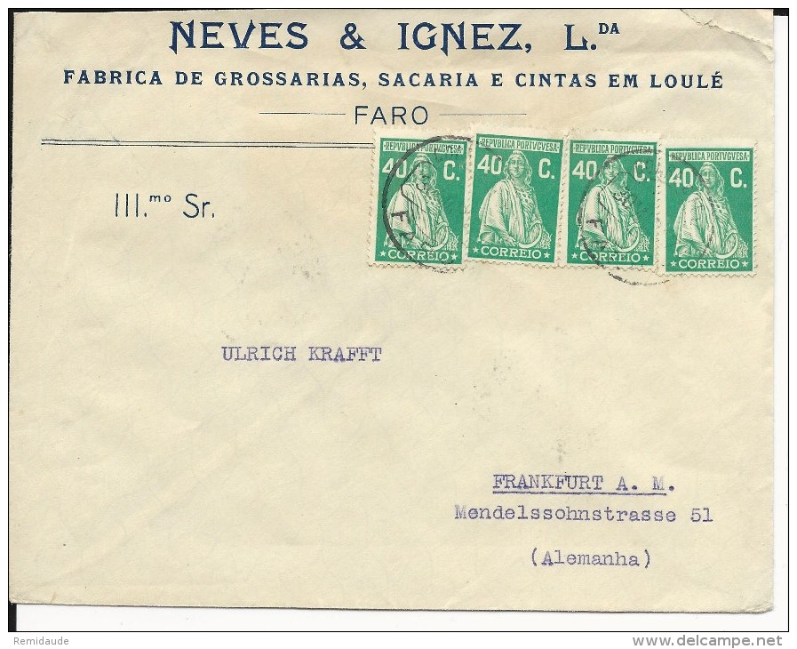 PORTUGAL  - ENVELOPPE De FARO Pour FRANCFORT (GERMANY) - Storia Postale