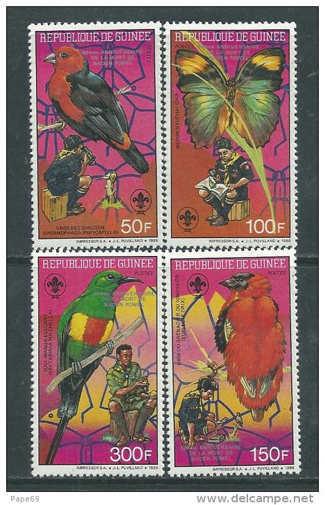 Guinée  N° 865 / 68 XX  Faune Et Scoutisme. Oiseaux Et Papillons Les 4 Valeurs Sans Charnière TB - Guinea (1958-...)