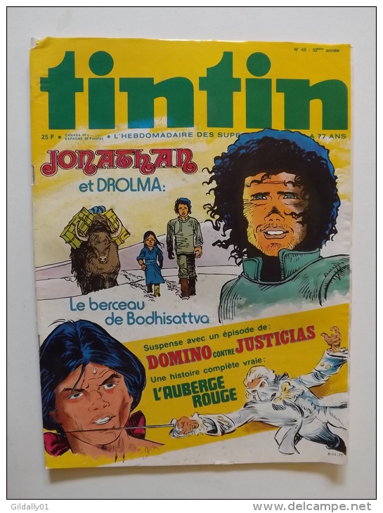 Journal TINTIN - Edition Belge.    1977.  N°45.    Couverture:  Cosey, Chéret, Van Hamme - Tintin