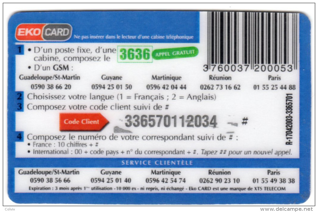 ANTILLES FRANCAISE EKOCARD 10€ Partagez Avec Le Monde Sans Limites - Antilles (Françaises)