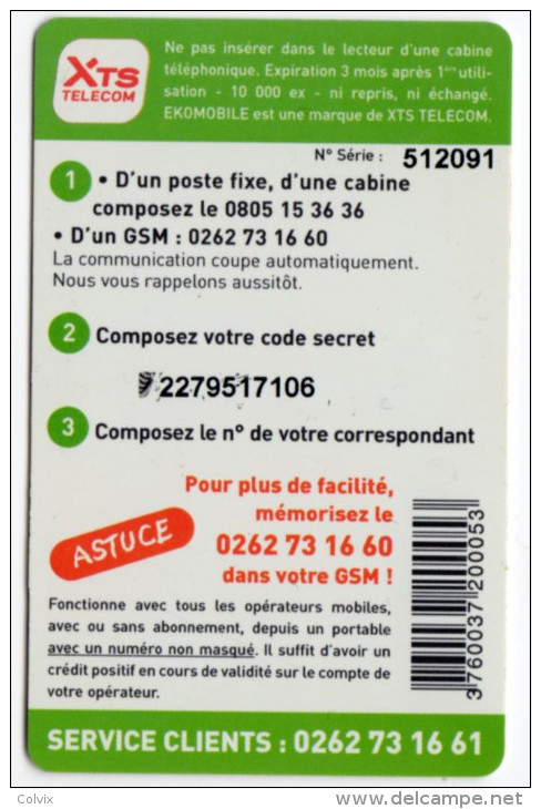 ANTILLES FRANCAISE EKOMOBILE 10€ SPECIAL GSM  10 000 Ex - Antilles (Françaises)