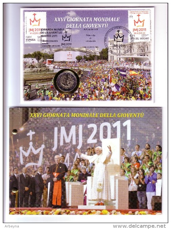 Busta Filatelico Numismatica 2011 - 2€ CC - XXVI Giornata Mondiale Della Gioventu - Vatican