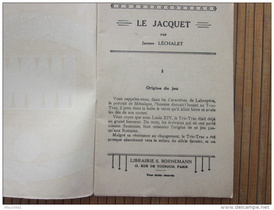1945 JEU Le Jacquet Le Solitaire Tous Les Jeux &amp; Leurs Règles Leurs Variétés Les Plus Intéressantes Par Jacques Lech - Sonstige & Ohne Zuordnung