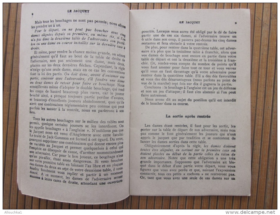 1945 JEU Le Jacquet Le Solitaire Tous Les Jeux &amp; Leurs Règles Leurs Variétés Les Plus Intéressantes Par Jacques Lech - Sonstige & Ohne Zuordnung