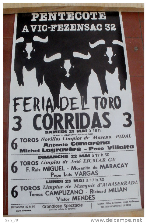 Affiche  PENTECOTE à VIC FEZENSAC 32 - FERIA DEL TORO 3 Corridas - Plakate