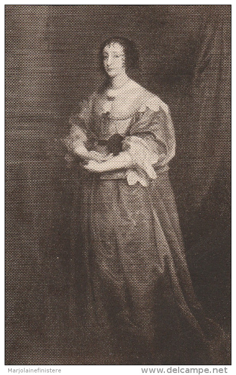 Queen Henrietta Maria (Vandyck) - Warwick Castle Collection. Post Card - Salmon Series. - Warwick