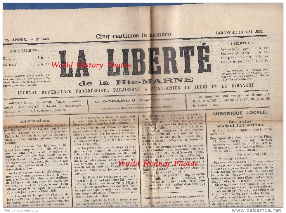 Journal Ancien - LA LIBERTé De La HAUTE MARNE - 13 Mai 1900 - Chroniques Locales De Saint Dizier & Villages - Elections - Autres & Non Classés