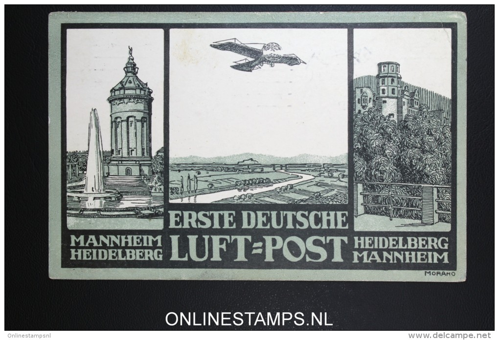 Deutsches Reich Erste Deutsche Luftpost Heidelberg Mannheim 1912 Gelaufen - Luchtpost & Zeppelin