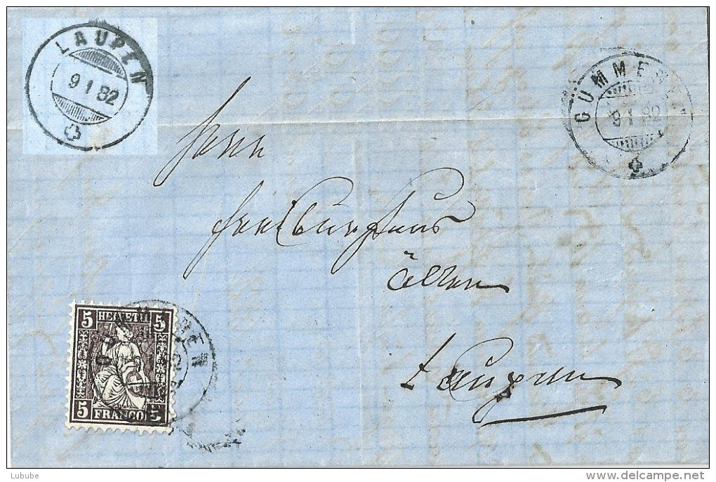 Faltbrief  Gümmenen - Laupen             1882 - Lettres & Documents