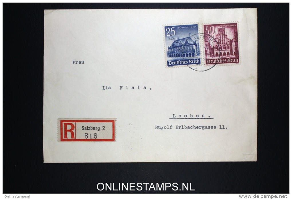 Deutsches Reich 1940 Registered Cover Salzburg To Leoben Austria Mi Nrs 758 + 759 - Briefe U. Dokumente