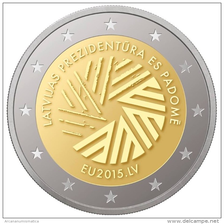LATVIA / LETONIA   2015  2.015  2€ Bimetalic  "Presidencia Letona Del Consejo De La UE"  UNCIRCULATED T-DL-11.264 - Lettonie