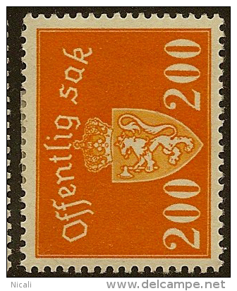 NORWAY 1937 200 Ore Official SG O282 HM #LF124 - Service