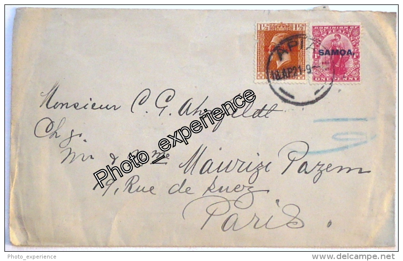 Lettre Cachet Timbre Stamp Briefmark 1921 SAMOA Océanie Island Oceania - Samoa