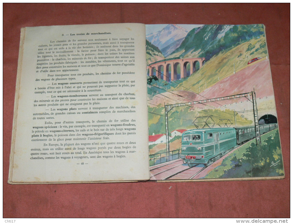 DOMINIQUE PREND LE TRAIN  1950  BD  POUR ENFANT SUR LES TRAINS  ILLUSTRATIONS ANDRE GALLAND - Railway & Tramway