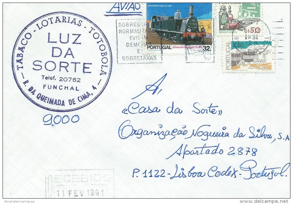 STAMPS - TIMBRES - LETTER - LETTRE - PORTUGAL - TRANSPORT - TRAINS - 100 YEARS SEASON ROSSIO / LISBON - Briefe U. Dokumente