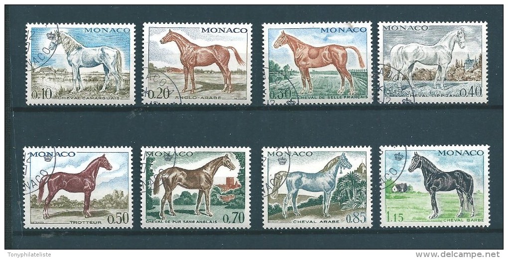 Monaco Timbre De 1970  N°831 A 838 Sur Les Chevaux Série Complete  Oblitéré - Used Stamps