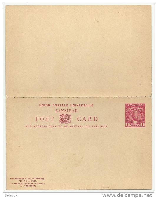 Zanzibar 1895 Postal Stationery Correspondence Card With Reply Card - Zanzibar (...-1963)