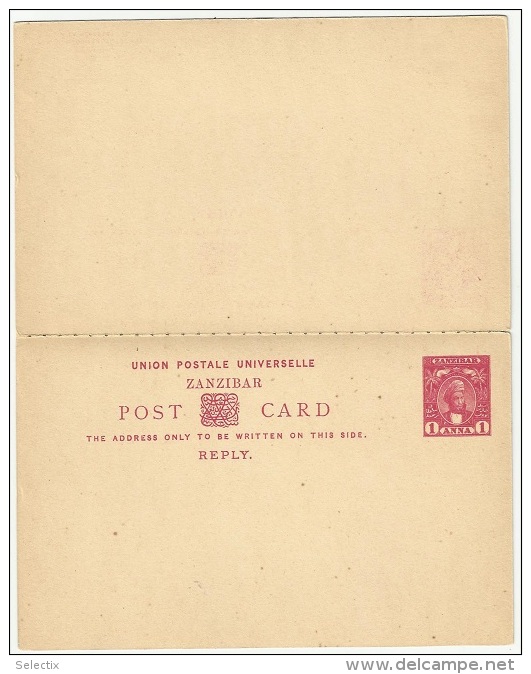 Zanzibar 1895 Postal Stationery Correspondence Card With Reply Card - Zanzibar (...-1963)