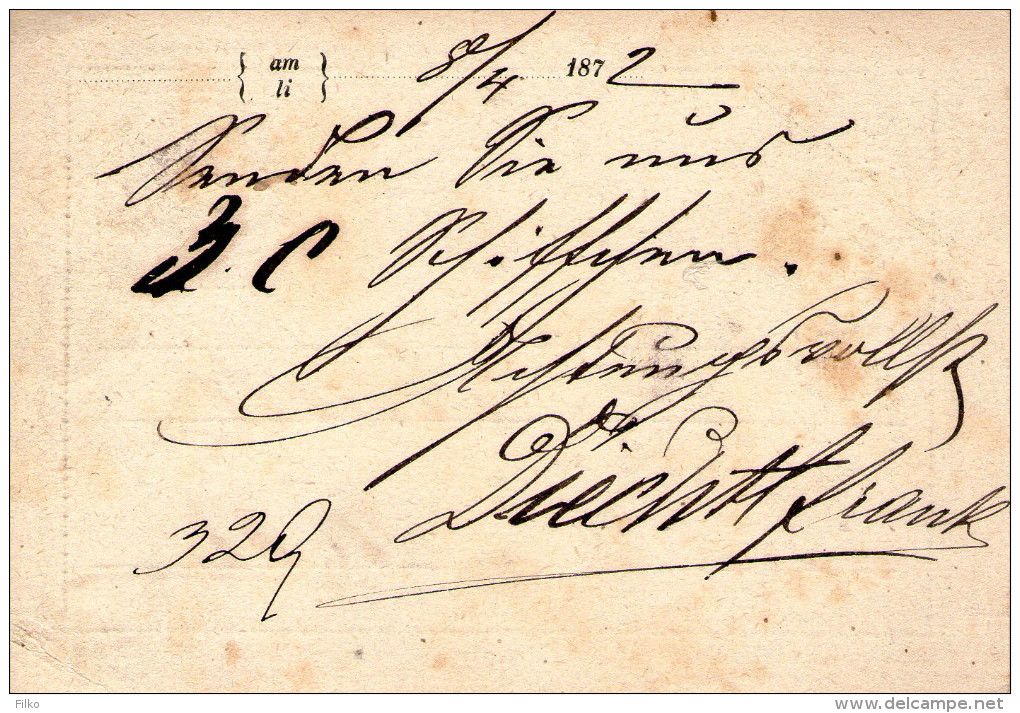 Carta Da Corrispondenza 2 Kr.sent From Innsbruck,08.04.1872  To Wien,09.04.1872,as Scan - Postwaardestukken