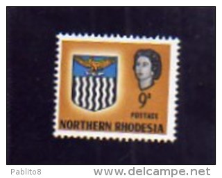 NORTHERN RHODESIA NORD RODESIA 1963 ARMS QUEEN ELIZABETH II 9p STEMMI REGINA ELISABETTA 9 P MNH - Northern Rhodesia (...-1963)