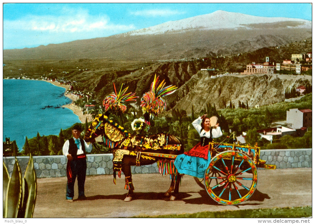 AK Kutsche Sizilien Sicilia Carretti Caratteristici Sicile Sicily Italia Italien Charettes Caractéristique Typical Carts - Taxis & Fiacres