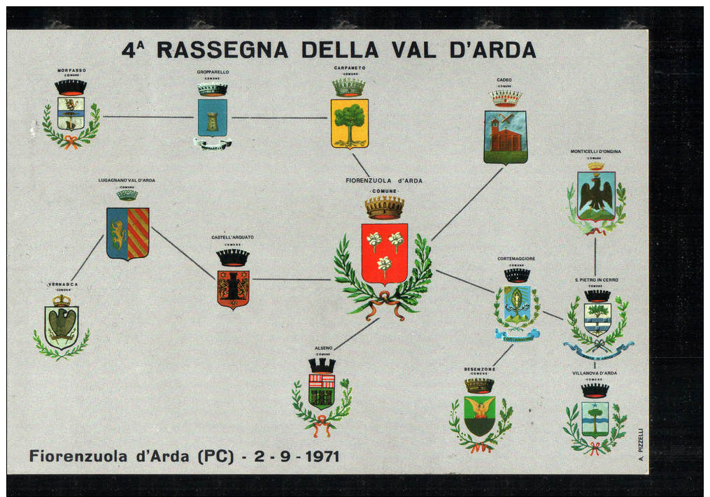 11-9-1971 ANNULLO SPECIALE IV RASSEGNA DELLA VAL D'ARDA 29017 FIORENZUOLA PIACENZA CARTOLINA N°2 - Expositions Philatéliques