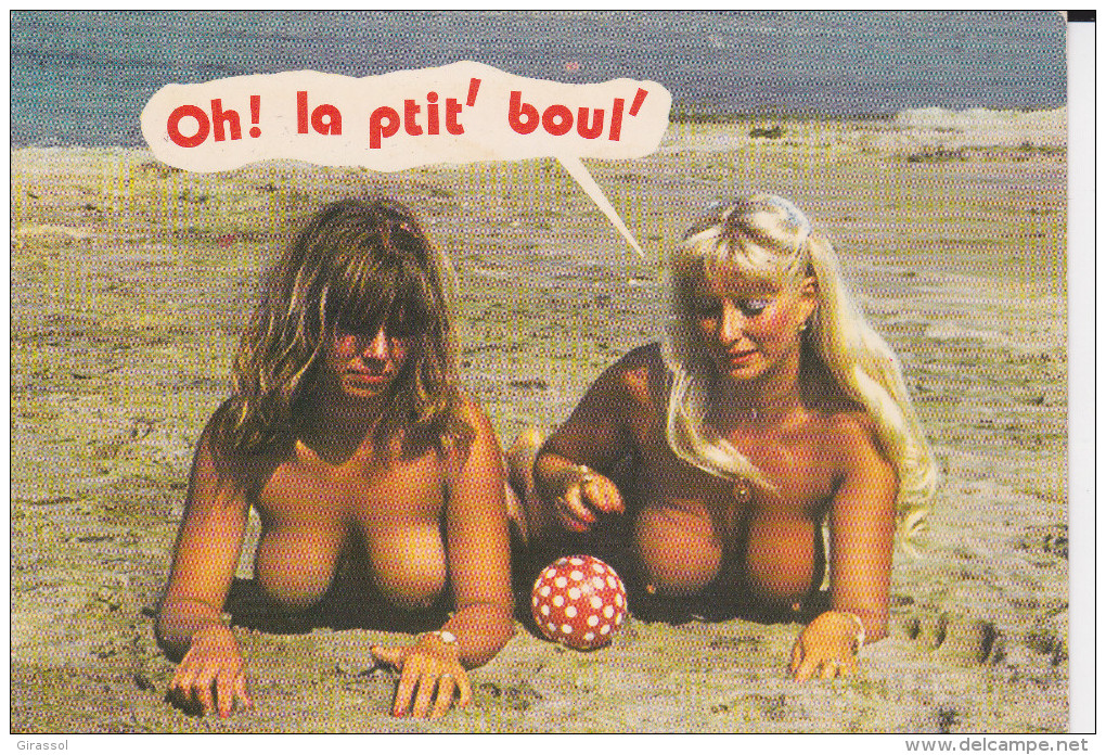 CPM FEMMES NUES SEINS NUS OH LA PTIT BOUL HUMOUR SABLE PLAGE COTE MEDITERRANENNE - Humor