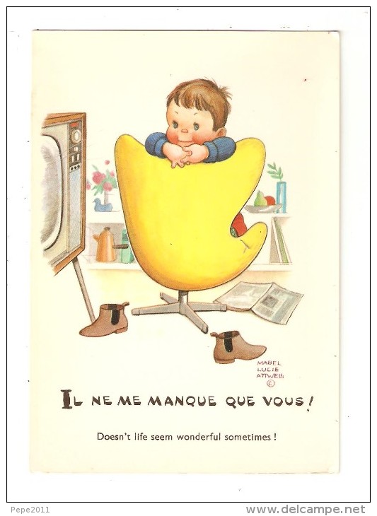 Carte ATTWELL : Il Ne Me Manque Que Vous : Doesn't Life Seem Wonderful Sometimes  Garçon Rêveur Sur Un Fauteuil - TV - Attwell, M. L.