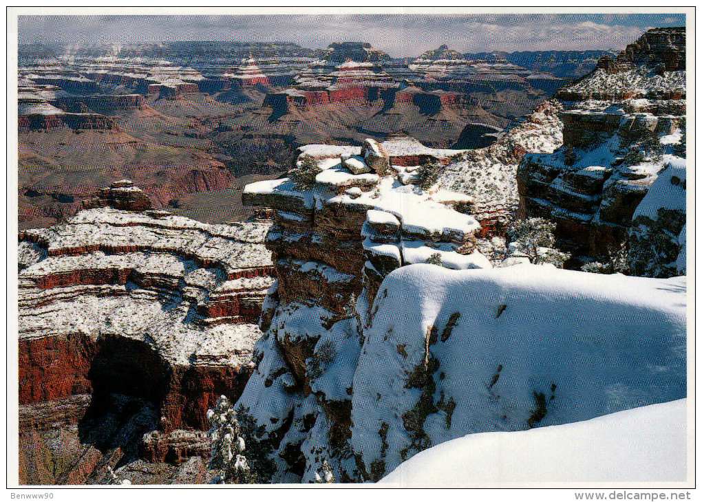 Grand Canyon National Park Postcard, Winter Storm Over Grand Canyon - USA National Parks