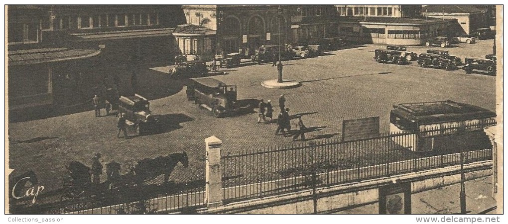 Cp , Automobiles , 2 Scans , Taxis & Fiacres , DIJON , La Gare , Mini-bus , Voyagée 1945 - Taxis & Droschken