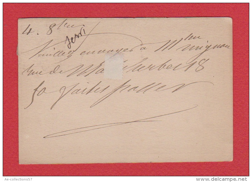 Carte Postale  ---   De Parist     --   Pour Paris      ---  4 Oct 1877 - Cartes Précurseurs