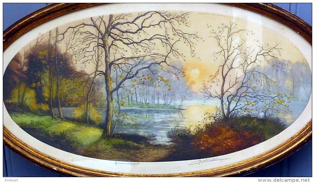 Jean Joseph CHABRIDON - Vue D'étang Ovale - Eau-forte - Epreuve D'artiste - Galerie Lutetia - 1re Moitié XXe - Prints & Engravings