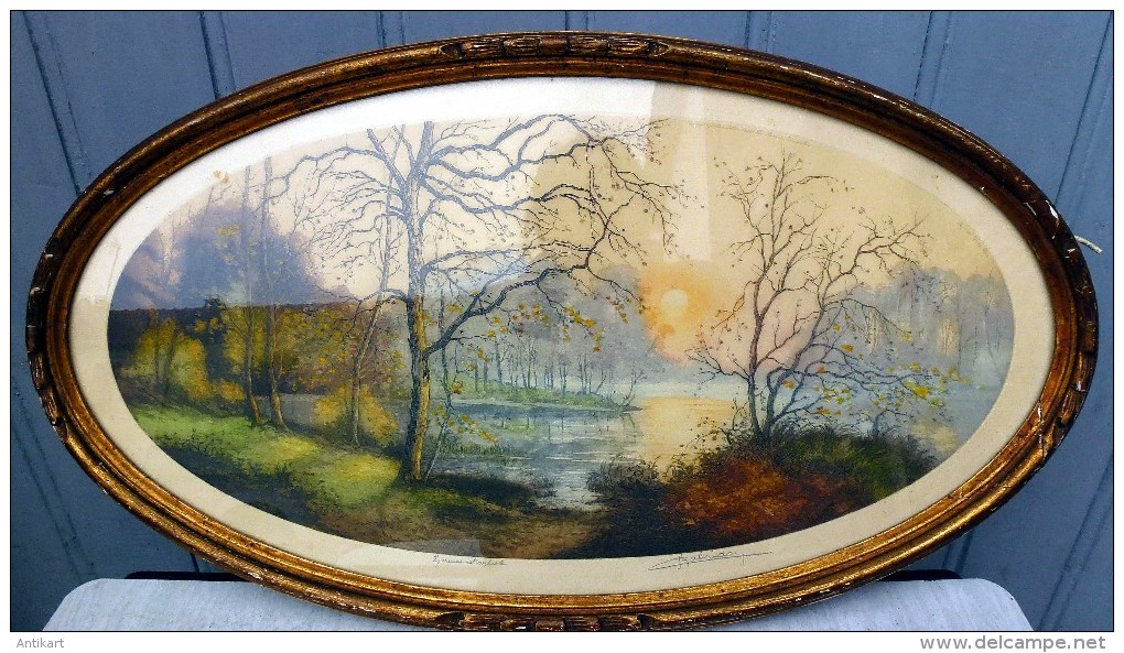 Jean Joseph CHABRIDON - Vue D'étang Ovale - Eau-forte - Epreuve D'artiste - Galerie Lutetia - 1re Moitié XXe - Estampes & Gravures