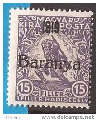 1919  15-7   BARANYA  UNGARN SERBIA JUGOSLAVIJA OVERPRINT  INTERESSANT  - TYP II NEVER HINGED - Baranya