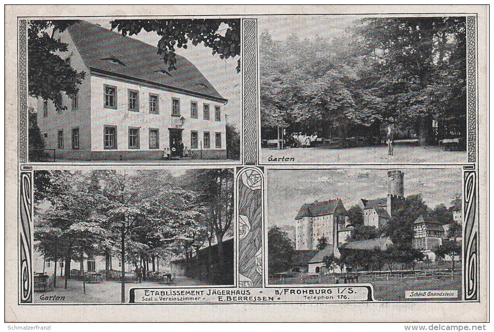 Litho AK Etablissement Jägerhaus Gasthof Garten Streitwald Frohburg Schloss Gnandstein Bei Kohren Altenburg Penig Borna - Geithain