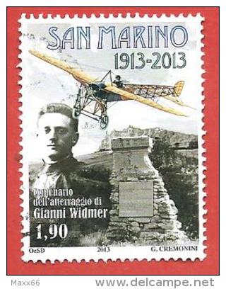 SAN MARINO USATO - 2013 - Centenario Dell´atterraggio Di Gianni Widmer A San Marino - € 1,90 - S. 2398 - Used Stamps