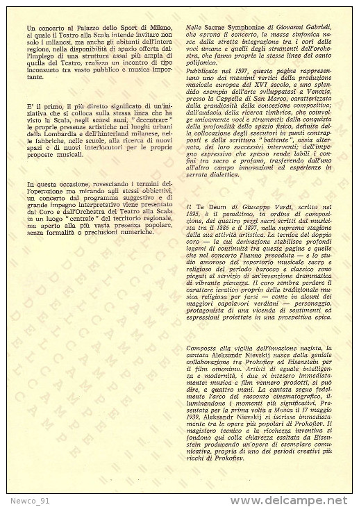 BICENTENARIO TEATRO ALLA SCALA MILANO 1778 / 1978 - 22/23 SETTEMBRE 1978 - CONCERTO SINFONICO DIRETTORE CLAUDIO ABBADO - Teatro