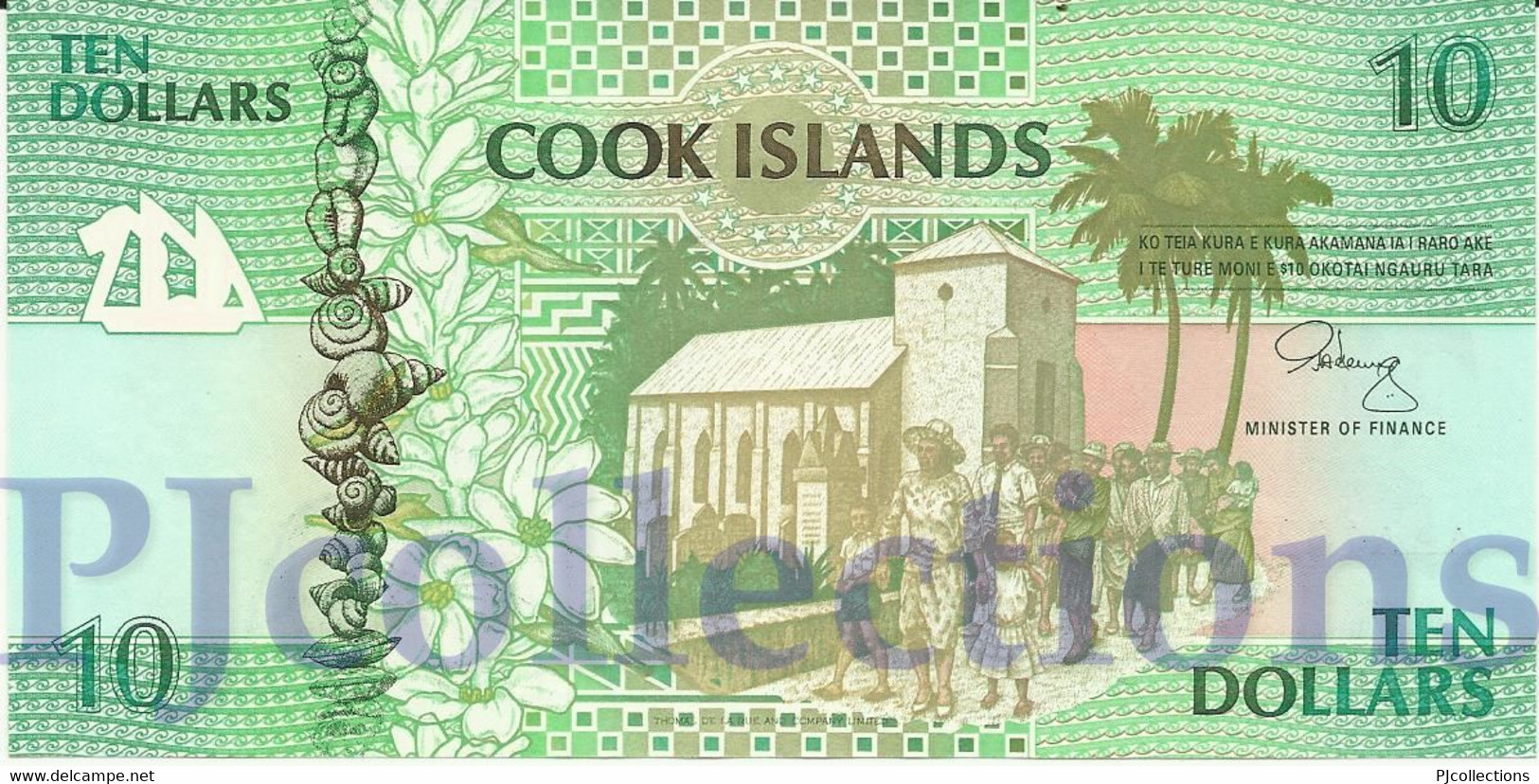 COOK ISLANDS 10 DOLLARS 1992 PICK 8a UNC PREFIX "AAA" - Cook