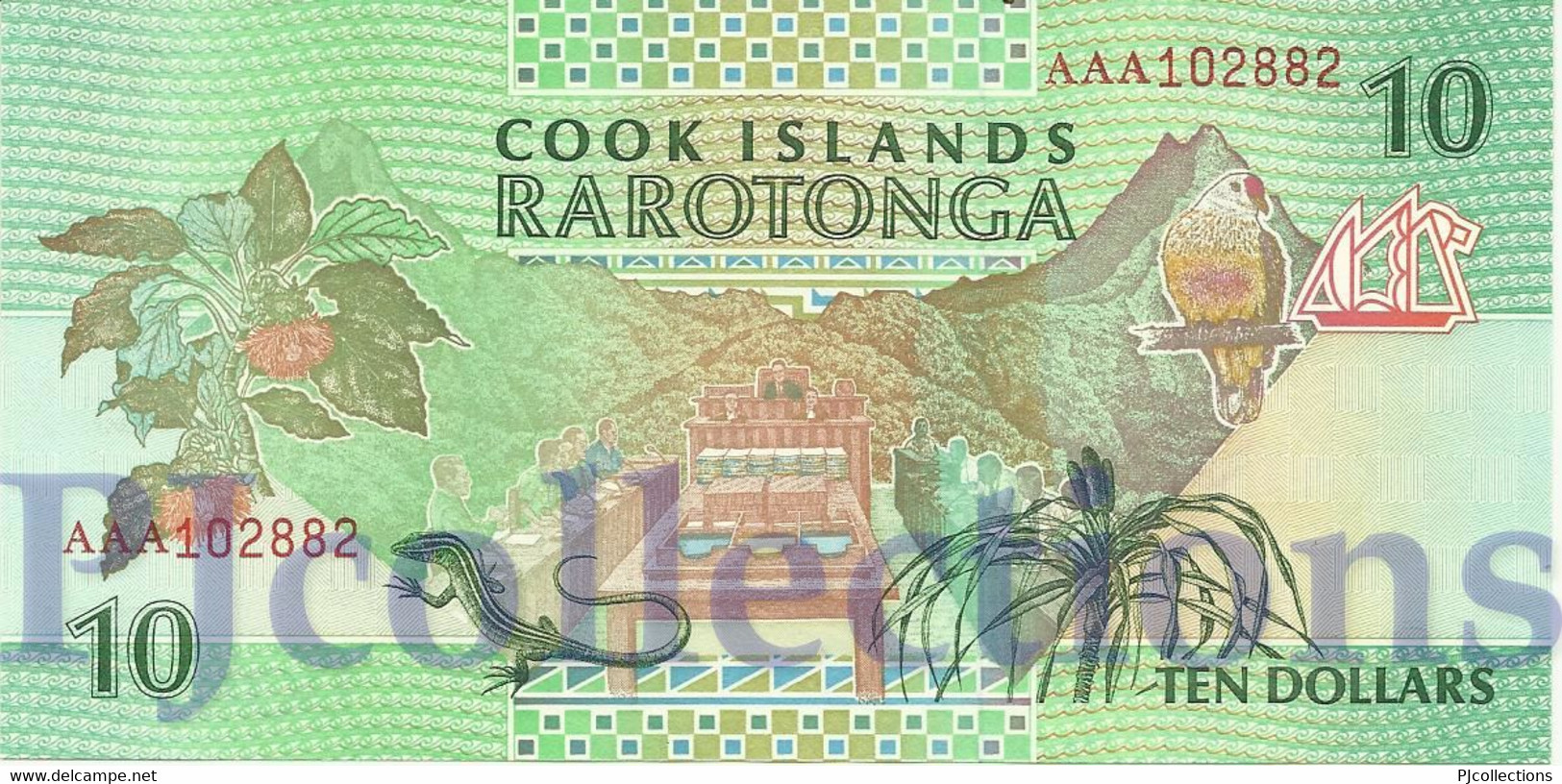 COOK ISLANDS 10 DOLLARS 1992 PICK 8a UNC PREFIX "AAA" - Cook Islands
