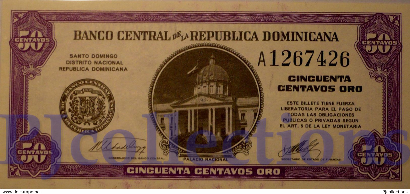 DOMINICAN REPUBLIC 50 CENTAVOS ORO 1961 PICK 89a UNC - Dominicaine