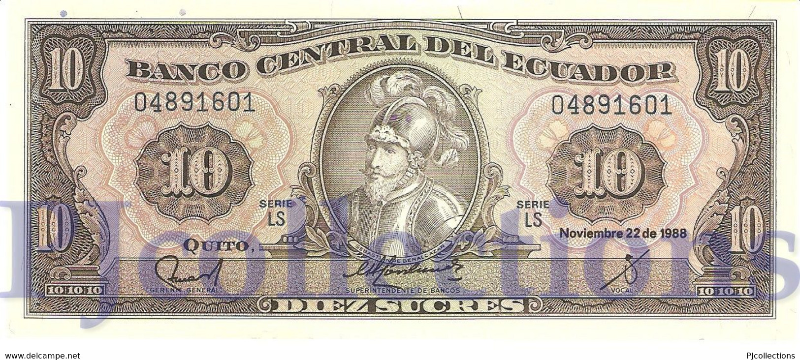 ECUADOR 10 SUCRES 1988 PICK 121 UNC - Equateur