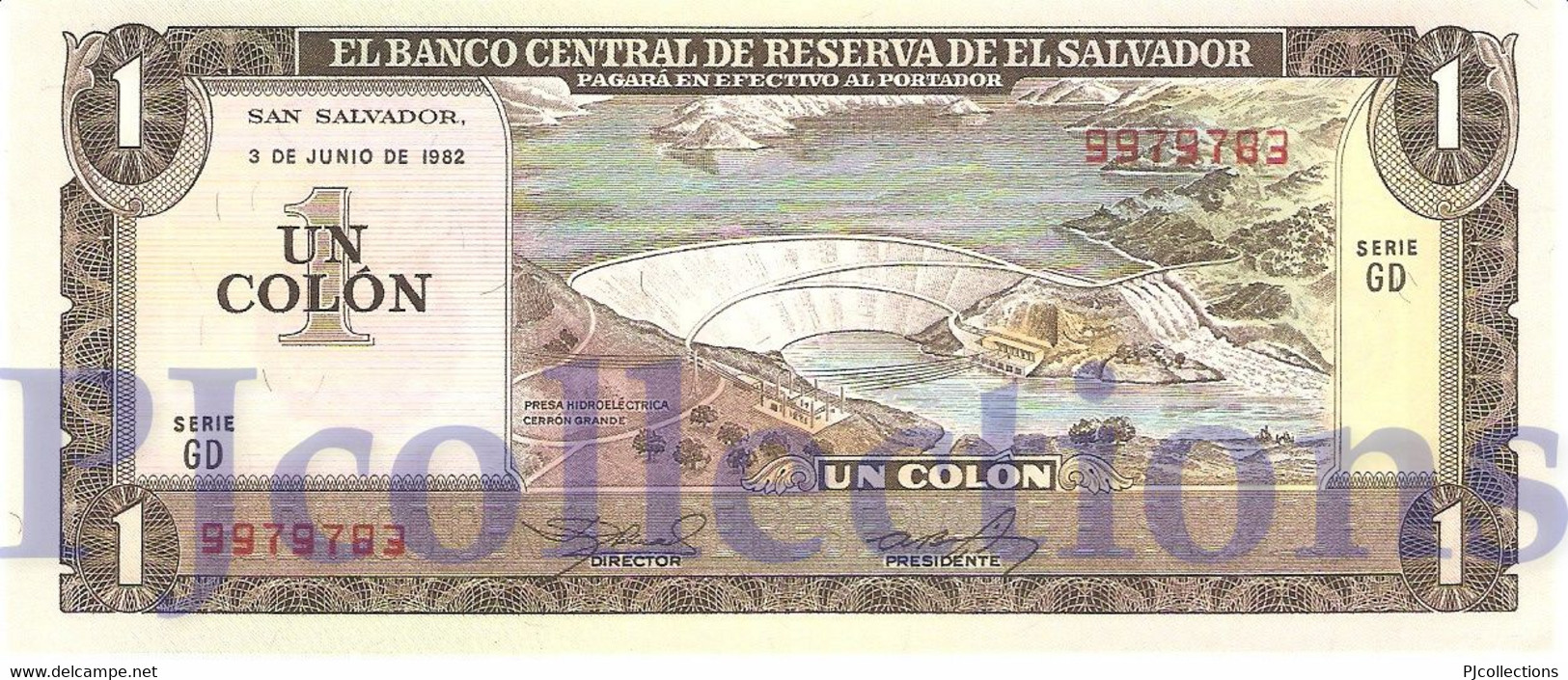 EL SALVADOR 1 COLON 1982 PICK 133A UNC - El Salvador