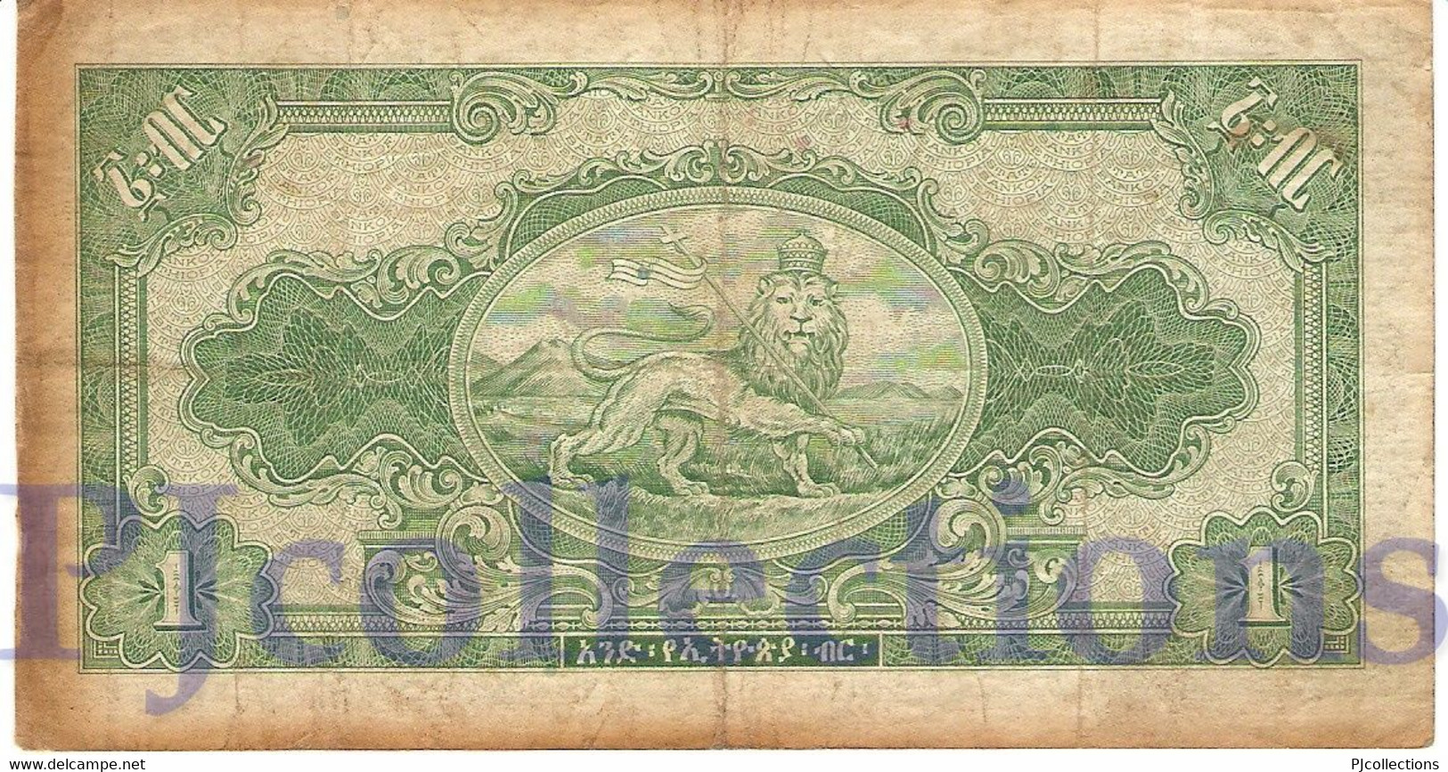 ETHIOPIA 1 DOLLAR 1945 PICK 12b AVF - Ethiopie