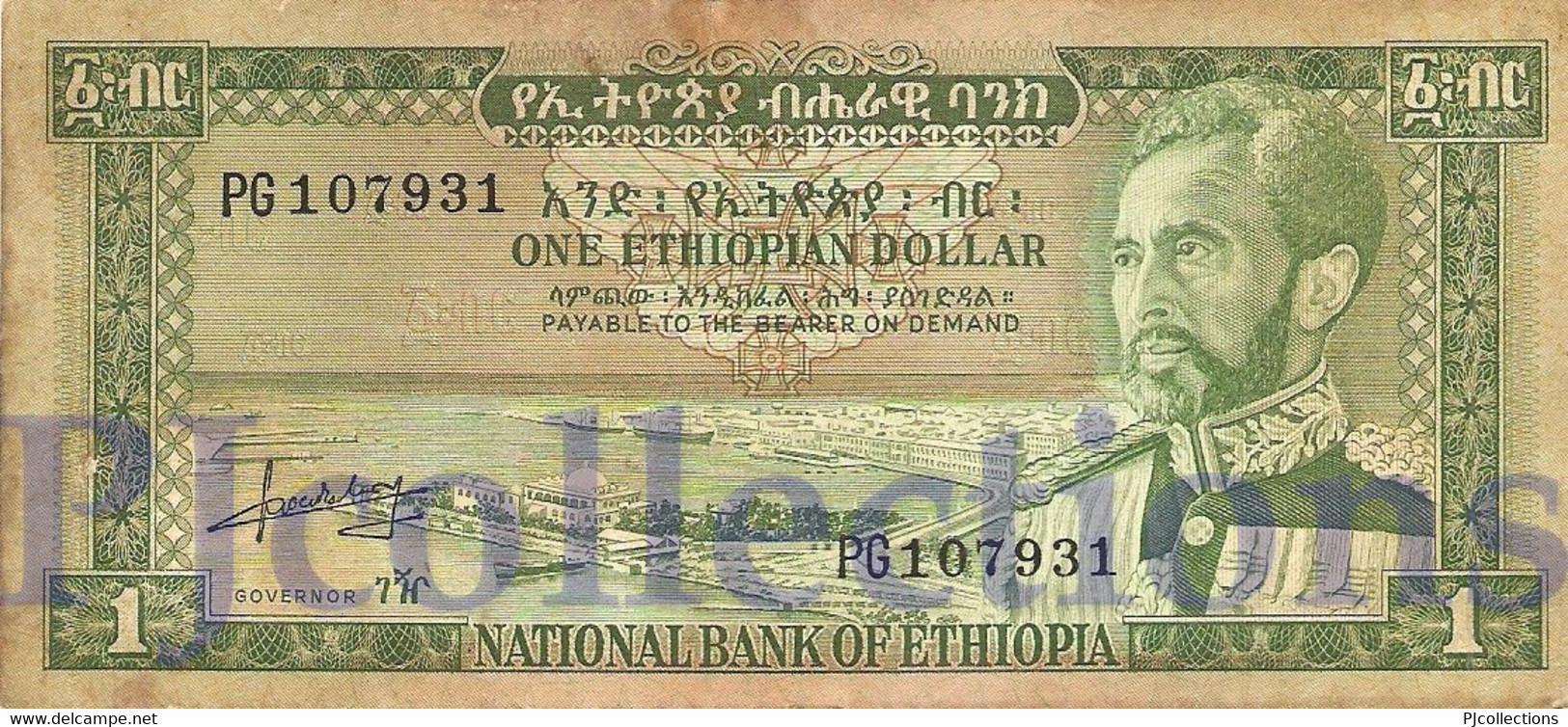 ETHIOPIA 1 DOLLAR 1966 PICK 25a VF+ - Etiopía