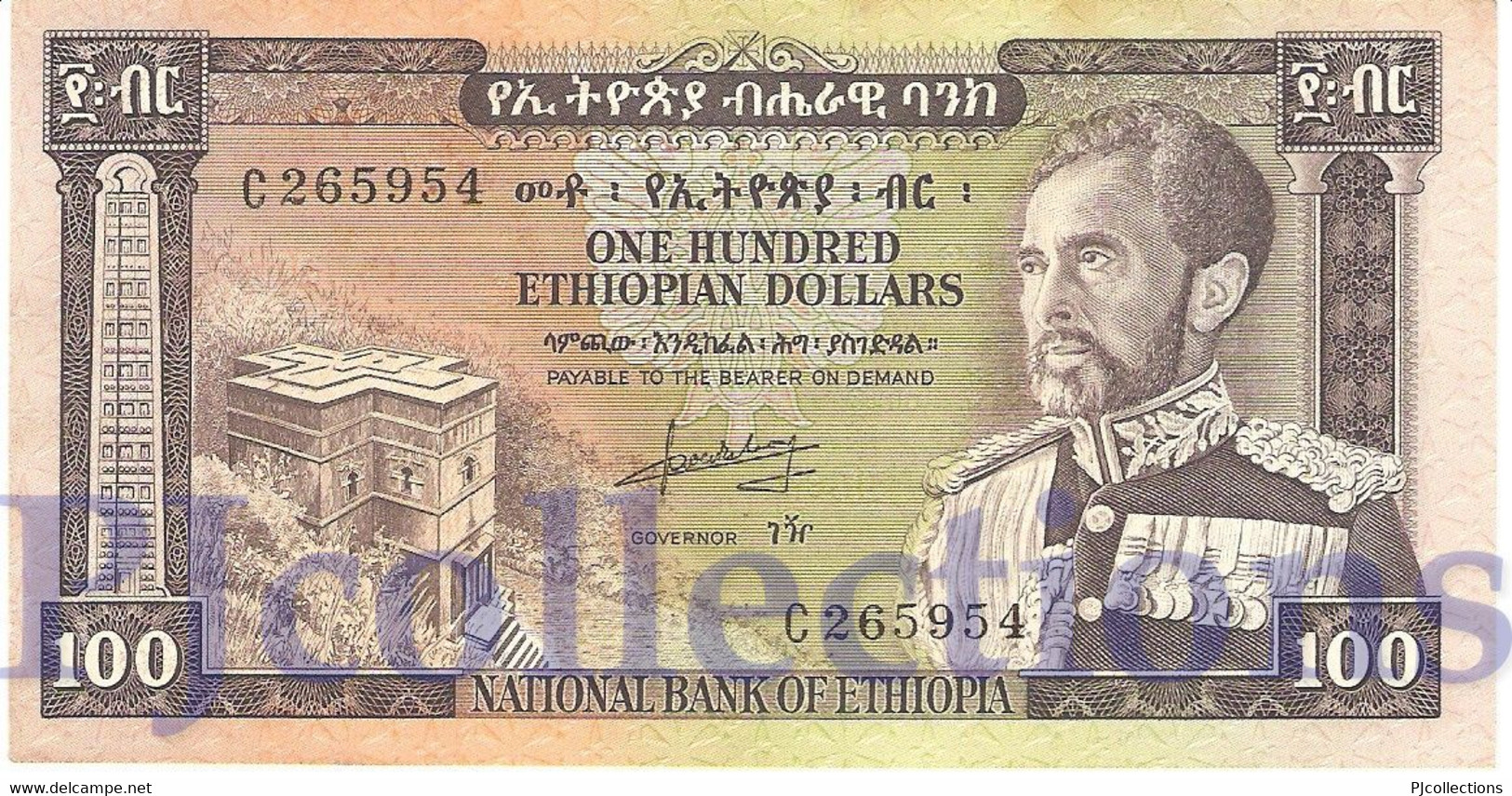 ETHIOPIA 100 DOLLARS 1966 PICK 29a AU/UNC - Ethiopie