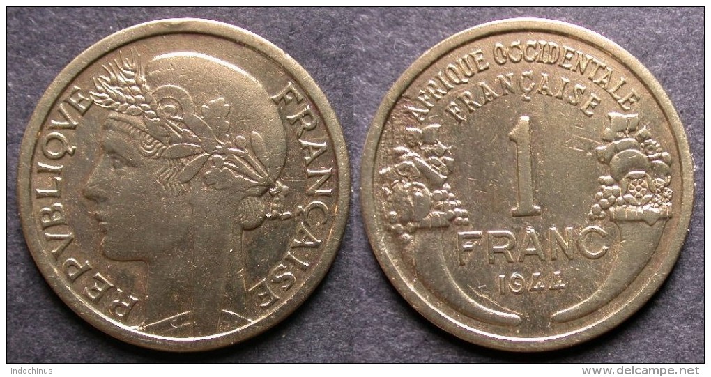 AFRIQUE OCCIDENTALE FRANCAISE   1 Franc  1944   FRENCH WESTERN AFRICA   PORT OFFERT - Guinée